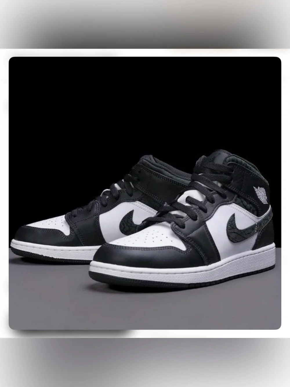 Big Kid's Nike Jordan 1 Mid SE Panda Elephant in Black and White